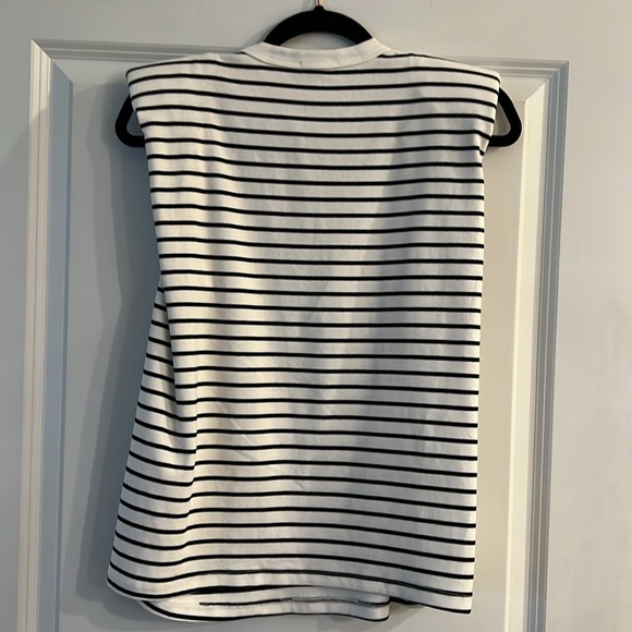 MAEVE by Anthropologie Boxy Muscle B/W Stripe Cotton Top  Size - Small - Picture 5 of 7